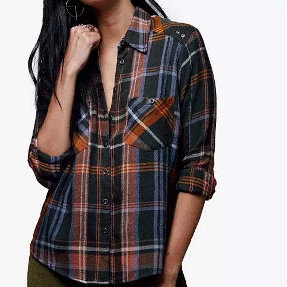 Free People Wesley Plaid Button Down Long Sleeve Top - Picture 10 of 10
